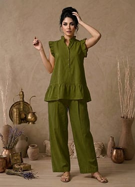 Green Cotton Co Ord Set