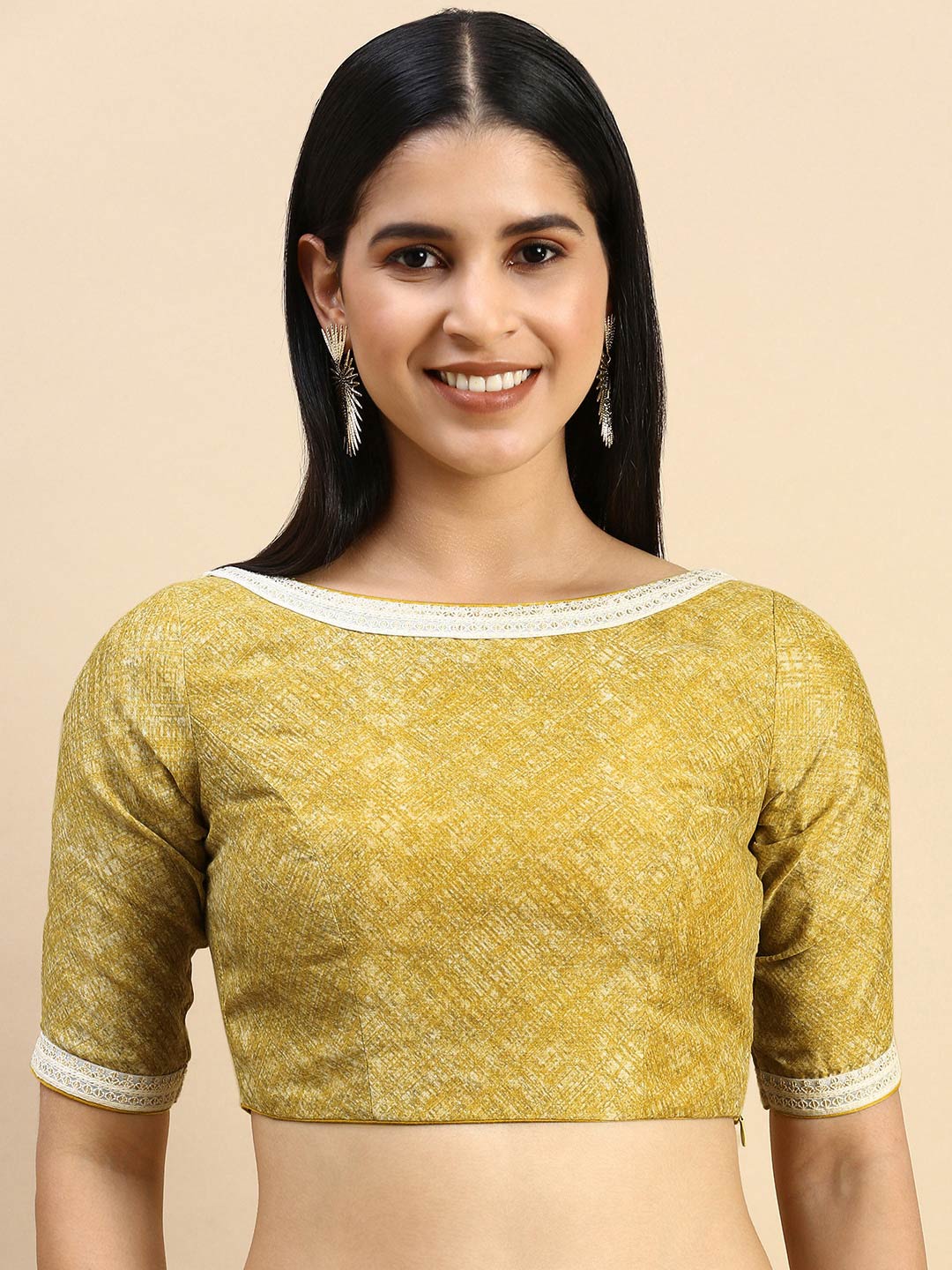 Green Cotton Silk Blouse Festive Wear