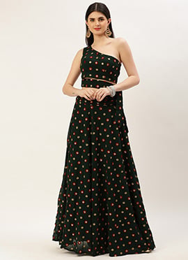 Green Crop Top N Skirt Co Ords