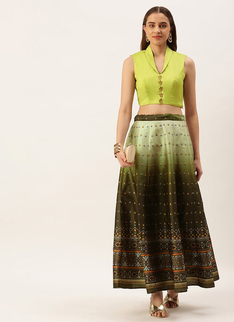 Green Digital Printed Kali Indowestern Set ign