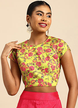 Green Embroidered Art Silk Blouse