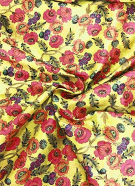 Green Art Silk Fabric