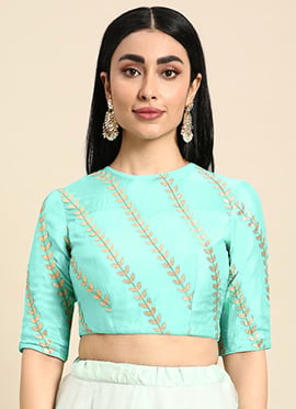 Green Embroidered Chiffon Blouse