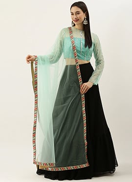 Green Embroidered Floor Length Lehenga Set