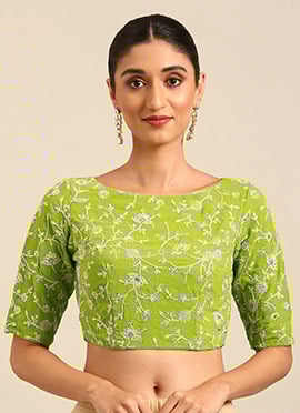 Green Embroidered Georgette Blouse