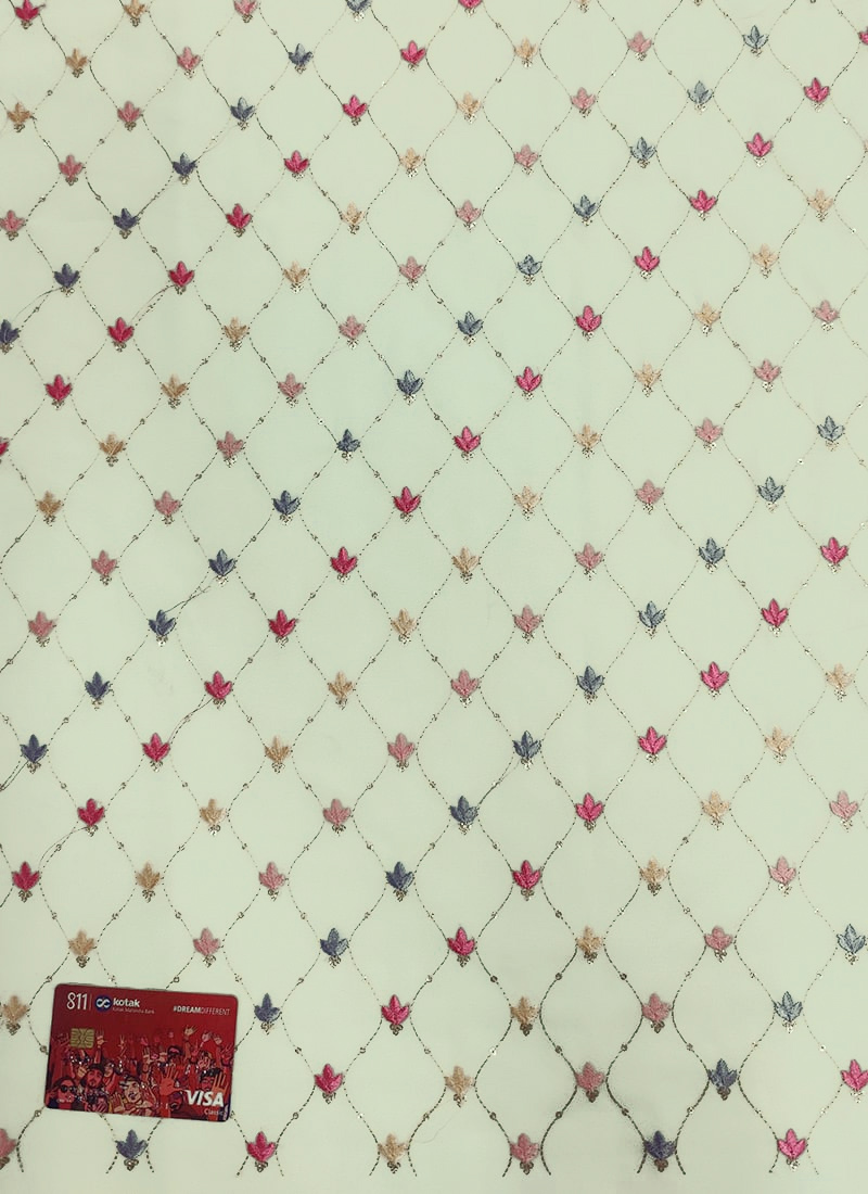 Green Embroidered Georgette Fabric