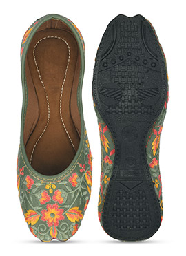 Green Embroidered Juti