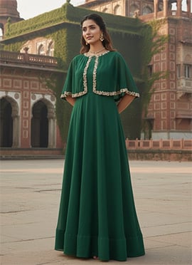 Green Georgette Stones Poth Work Gown