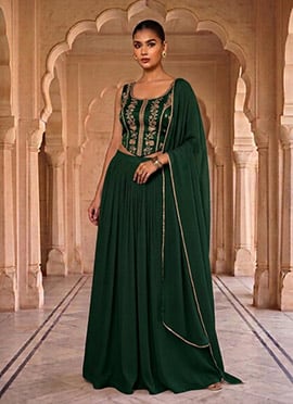 Green Georgette Zari Sequins Lehenga