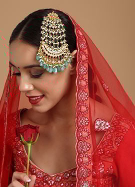 Green Gold Plated Kundan And Pearl Work Passa