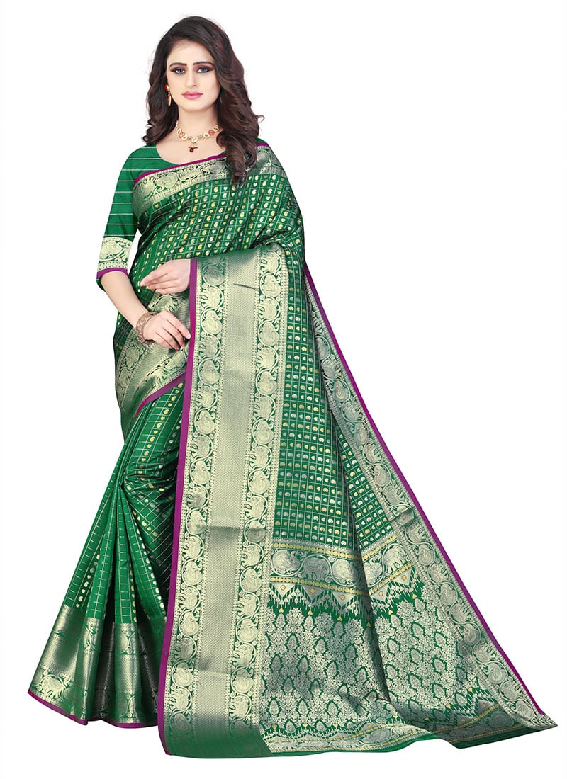 Green Kancheepuram Art Silk Saree Festive Wear