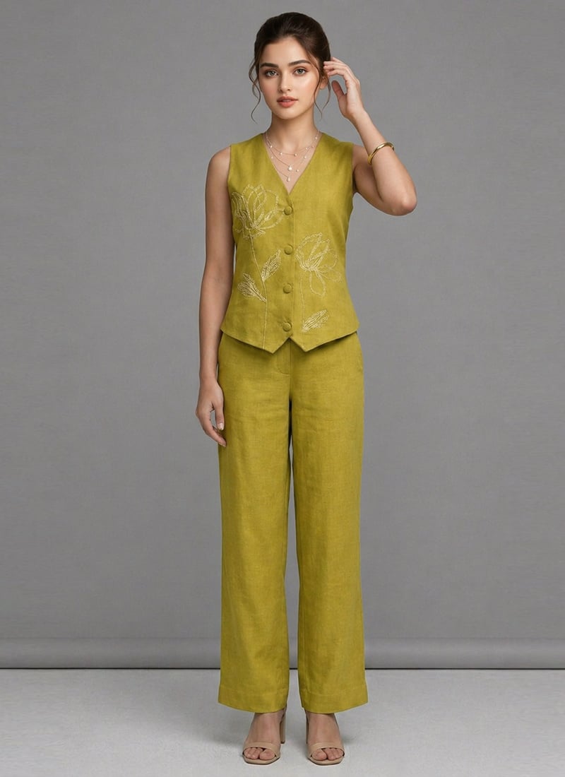 Green Lotus Whisper Cotton Co ord Set After Six Wear