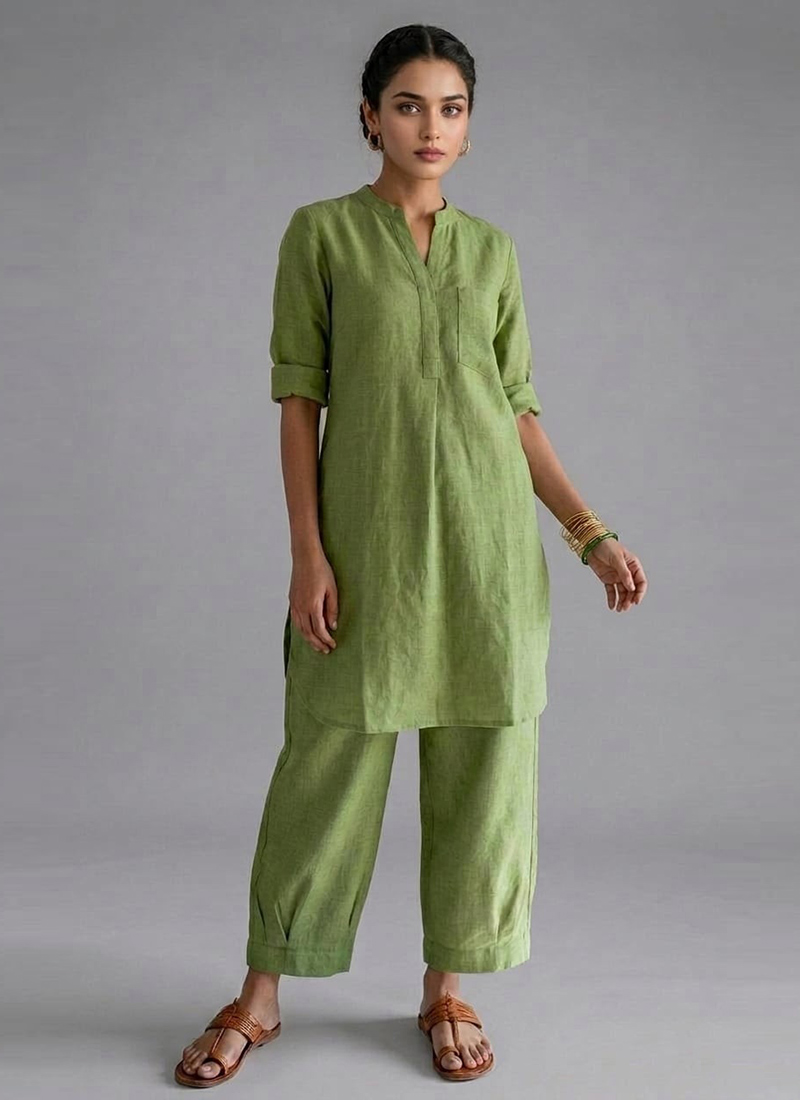Green Meadow Drift Cotton Co Ord Set After Six Wear