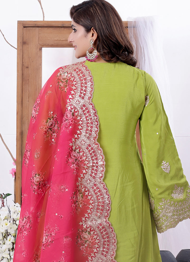 Charming Pink Silk Embroidered Festive Dhoti Style Suit main image 1