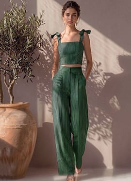 Green Printed Cotton Co Ord Set