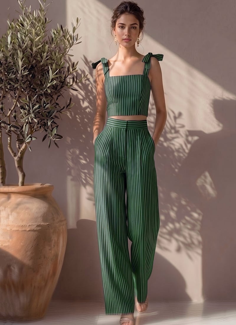 Green Printed Cotton Co Ord Set After Six Wear