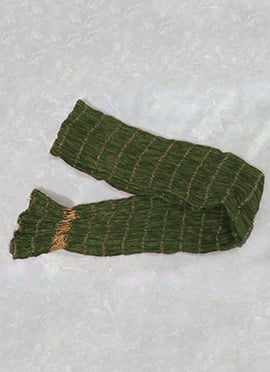 Green Stole with Tasseled Hemline