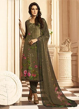 Green Straight Pant Suit