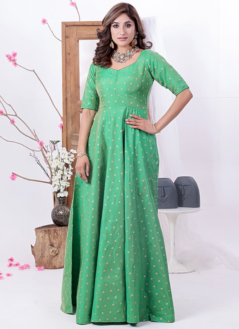 Green Taffeta Gown