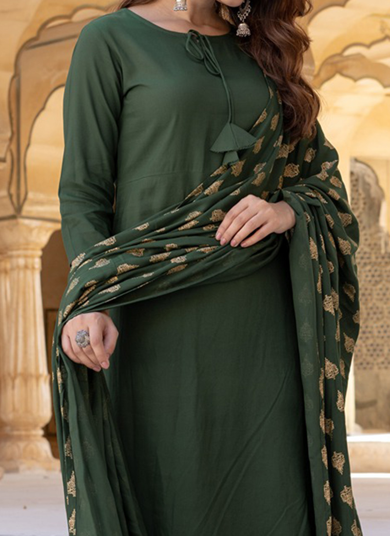 Green Heavy 14 Kg Rayon Palazzo Suit