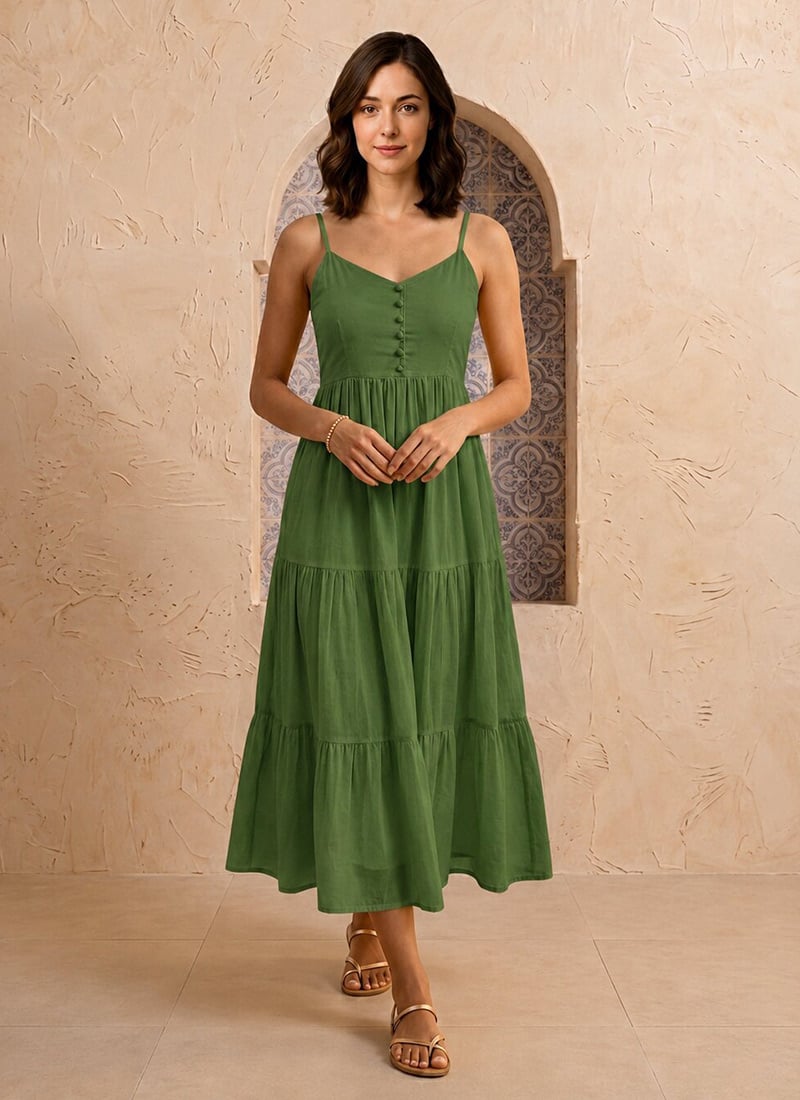 Green tropical palm tree printed cotton co ord set After Six Wear