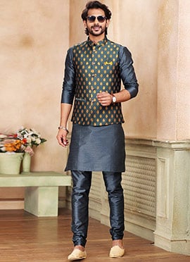 Grey Art Silk Bandi Set