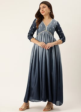 Grey Chinon Tie N Dye Gown