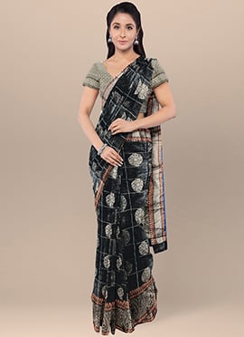 Grey Mercerised Cotton Saree