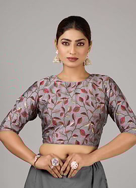 Grey Modal Silk Printed Blouse