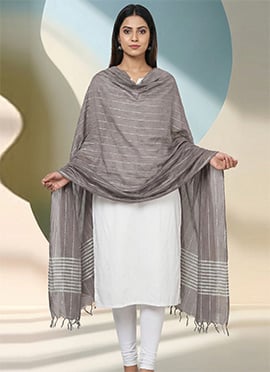 Grey Silk Zari Dupatta