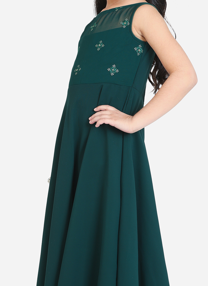 Dark Green Kids Party Gown GCHK053
