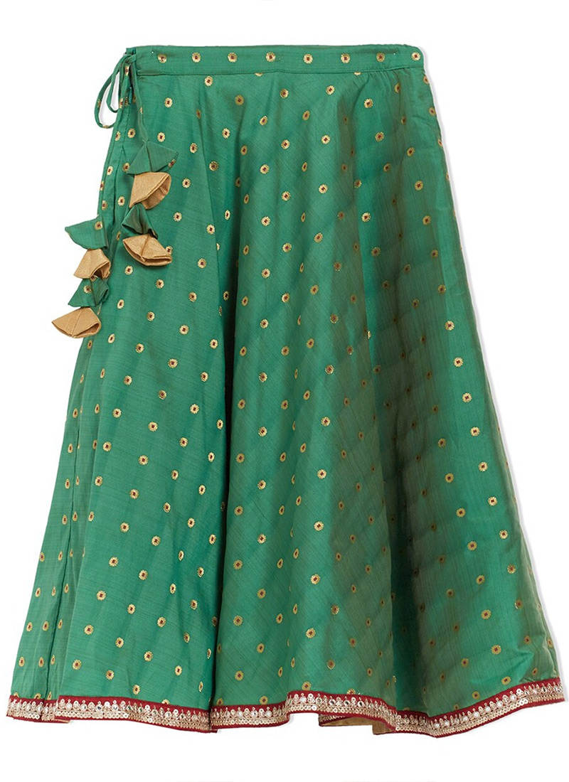Girls Embroidered Saddle Brown Cow Print lehenga