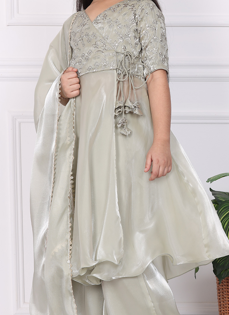 Leafy Grace Pour Cotton Kids Palazzo Set