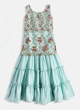 Kids Girls Kids Lavender Net Sequins Embroidery Skirt Set