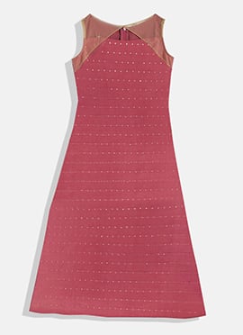 Kids Girls Maroon Sequins Embroidered Dress