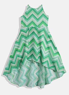 Kids Girls Multicolored Asymmetric Halter Neck Dress