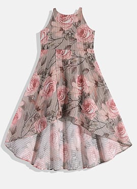 Kids Girls Multicolored Asymmetric Halter Neck Dress