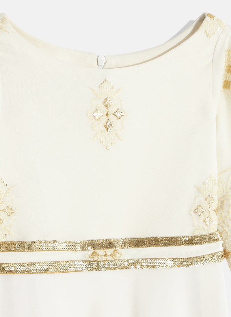 Baby Girl White Embroidered Folded Gown main image 1