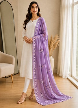 Lavender Chiffon Digital Print Dupatta