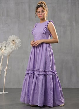 Lavender Cotton Tiered Maxi Dress