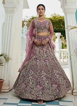 Lavender Net Zarkan Embroidered Sequins With Stone Work Stunning Lehenga