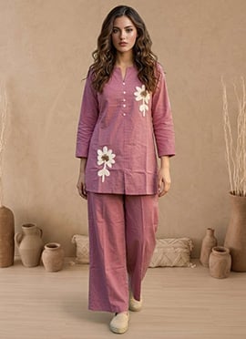 Lavender Printed Cotton Co Ord Set