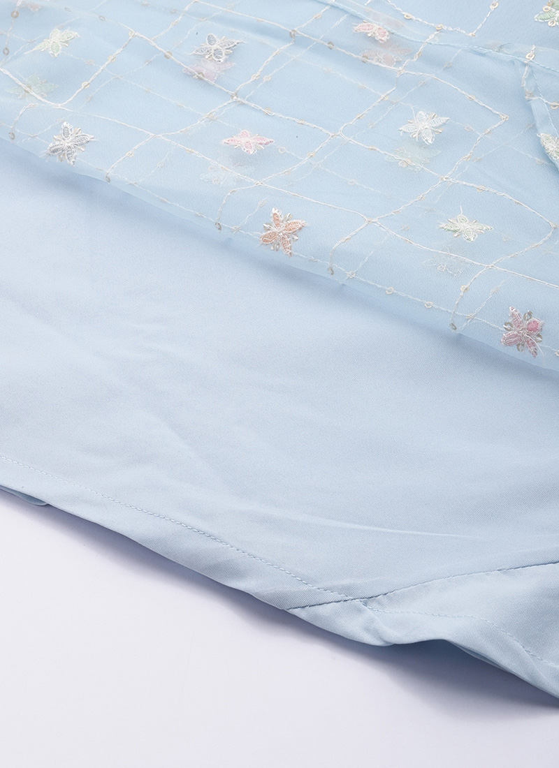 Light Blue Organza Indo Western Gowns for Rent