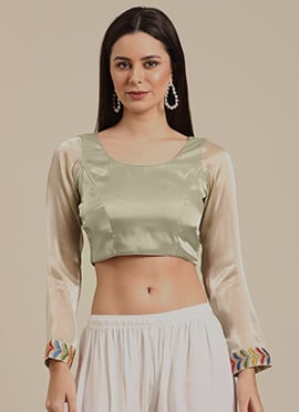 Light Green Organza Satin Blouse