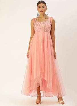 Light Pink Embroidered Asymmetrical Gown