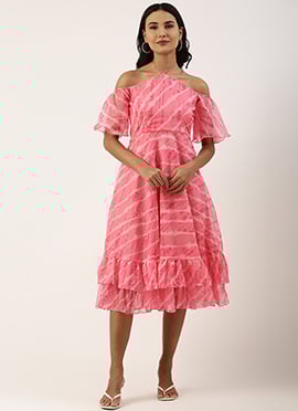 Light Pink Organza Printed Dress