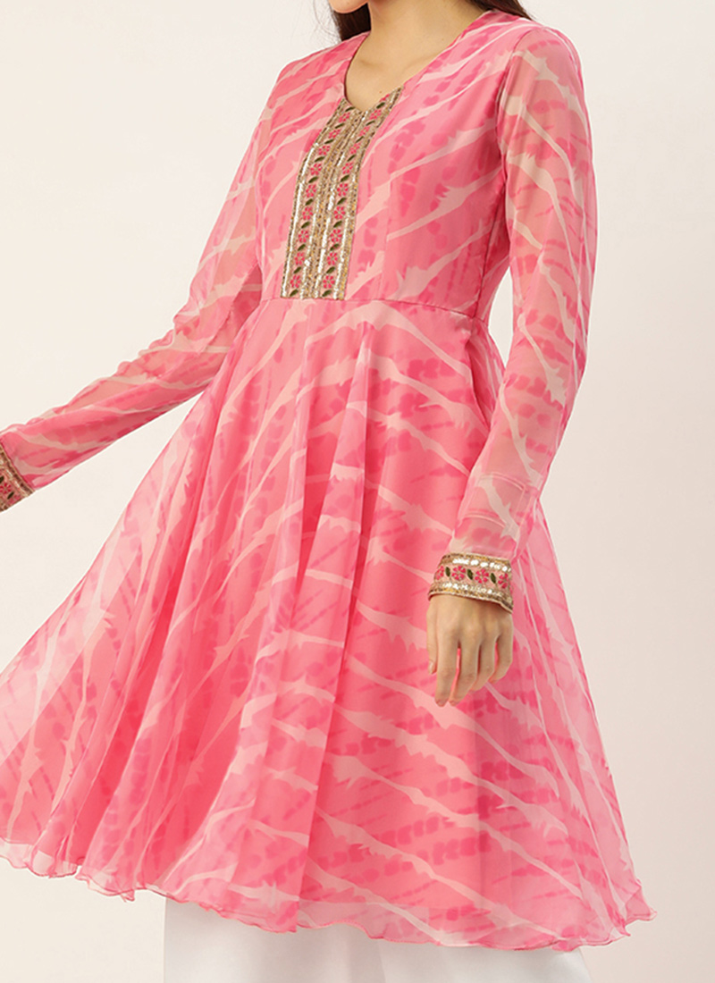 Disigner Attrective Pink Organza Pant Suit main image 1