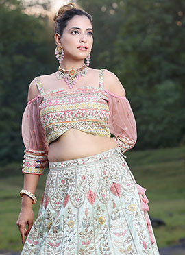 Light Pista Dupion Silk Embroidered Blouse