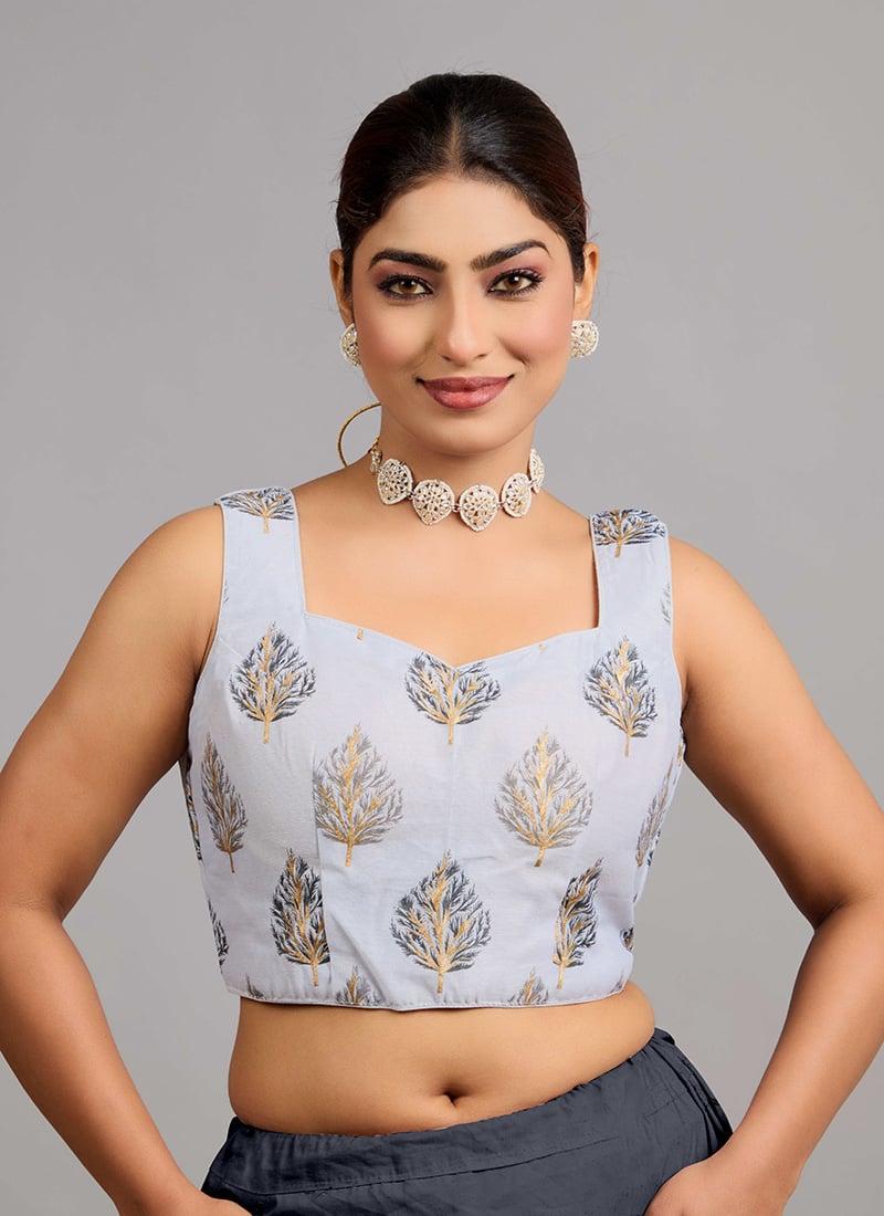 Lilac Hint Chanderi Silk Sleeveless Blouse Festive Wear