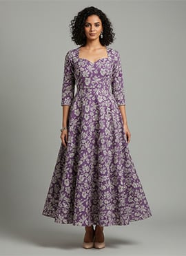 Lilac Rayon Floral Maxi Dress